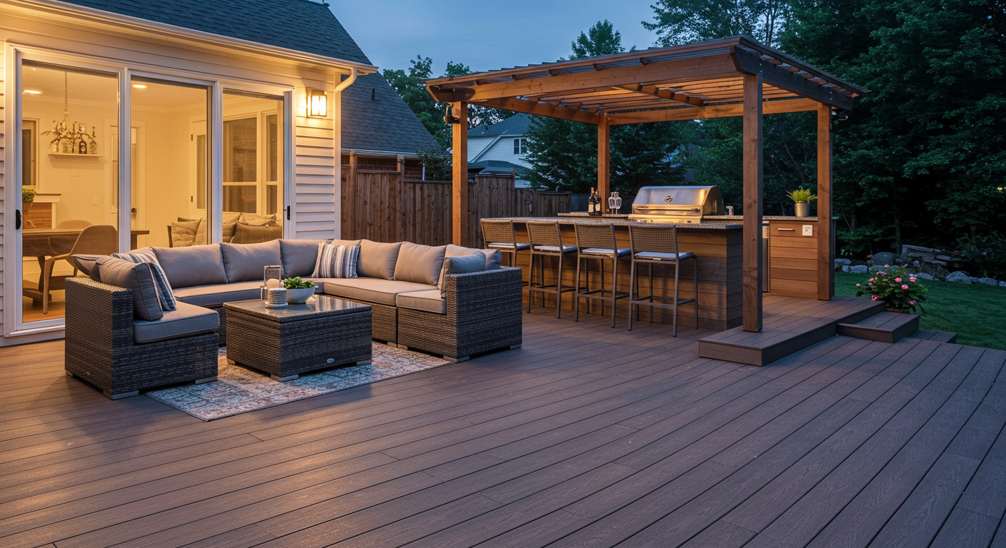 Luxurious Backyard Deck with Pergola