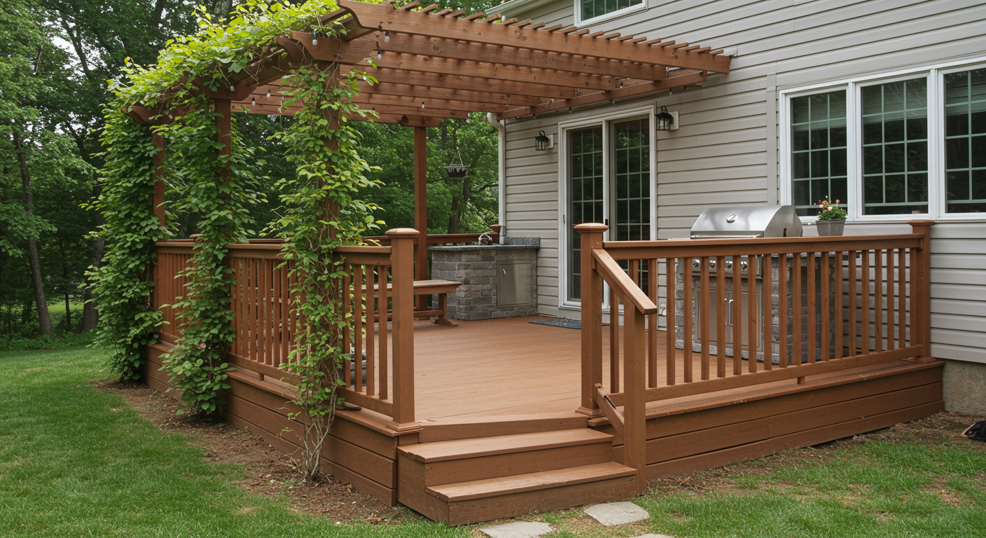 Custom Backyard Deck with Pergola
