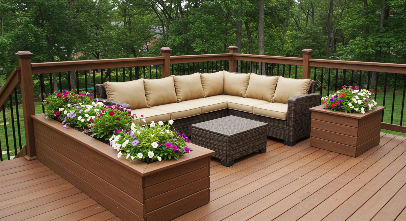 Custom Deck with Built-in Planters