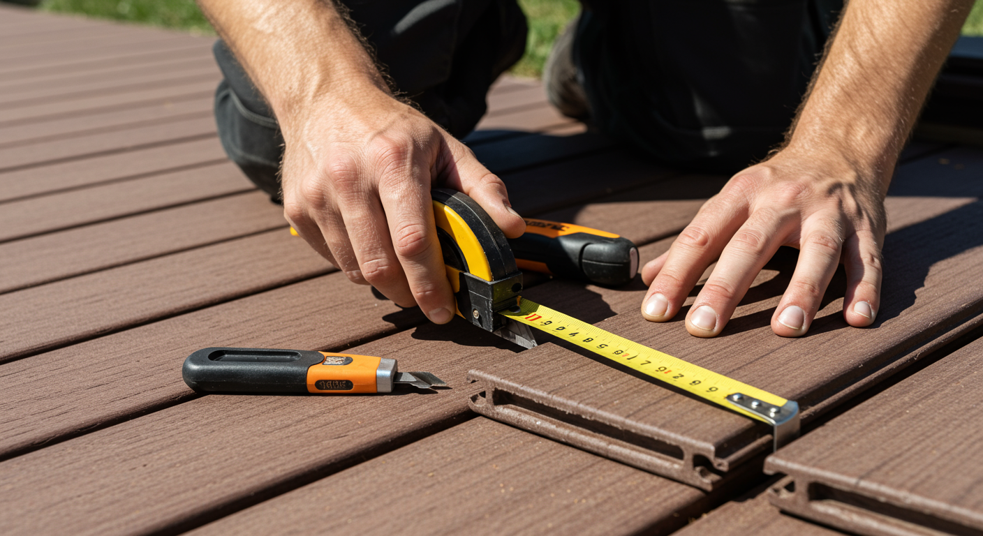 Professional Deck Installer Working on a Modern Composite Deck